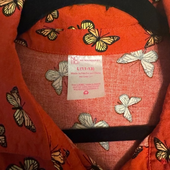 No Boundaries Women’s Button-Up Shirt – Butterfly Print – Size L (11–13) - Picture 3 of 3